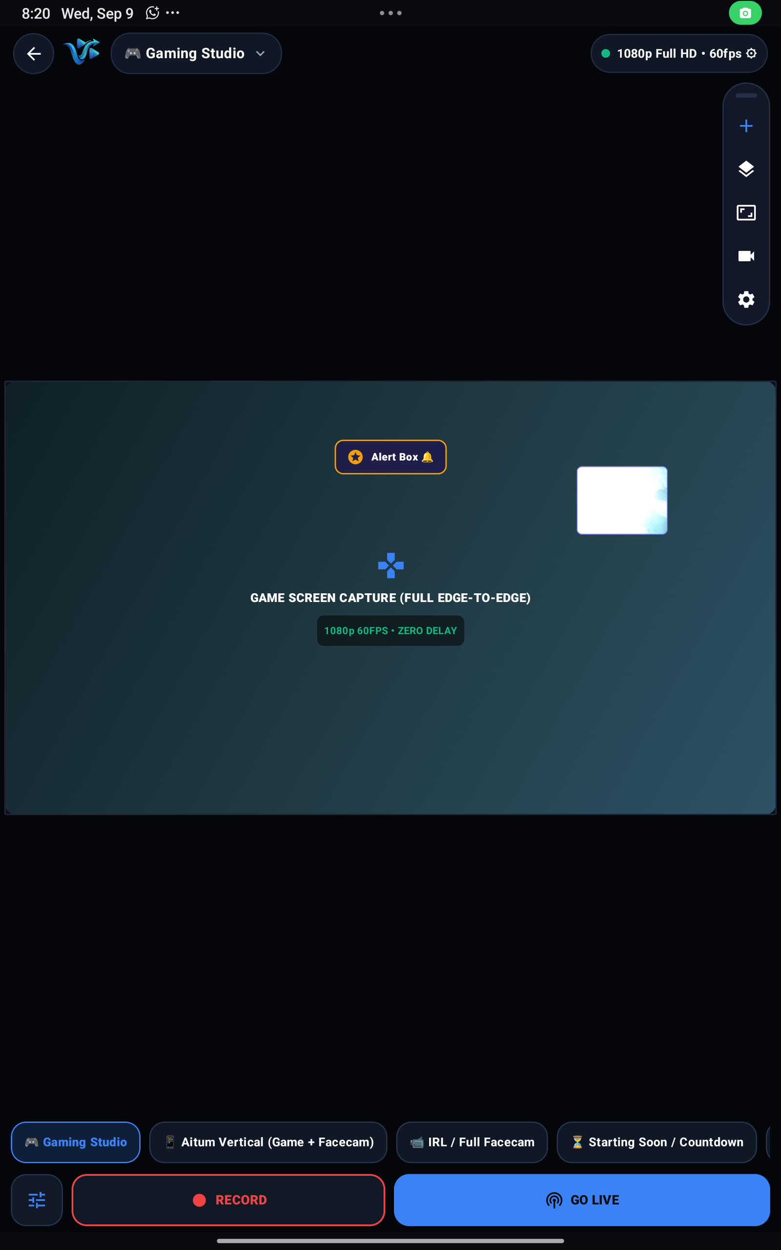 VayuStream Studio Mobile Canvas